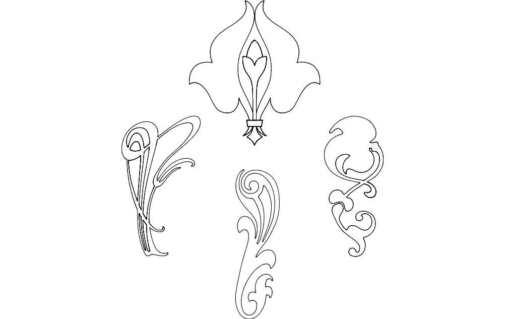 Art Nouveau Floral Ornaments DXF File for CNC