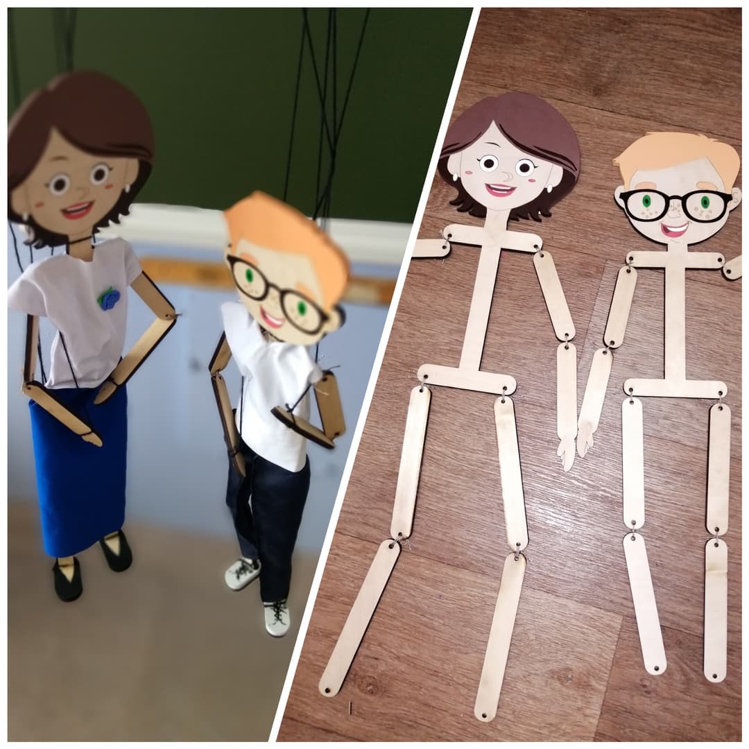 Articulated Wooden Puppet Figures Laser Cut Files (SVG, DXF)