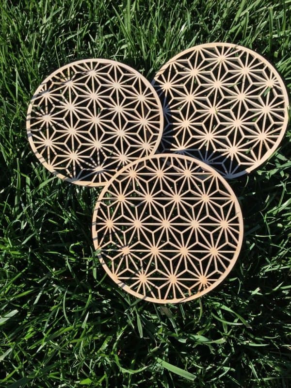 Asanoha Pattern Round Trivets Laser Cut Vector Design SVG