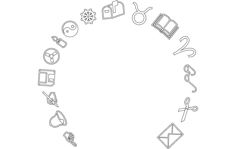 Assorted Daily Life Symbols Vector Design DXF File