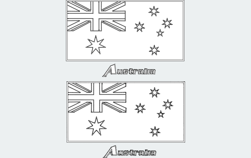 Australia Flag Vector Design for Laser Cutting DXF File