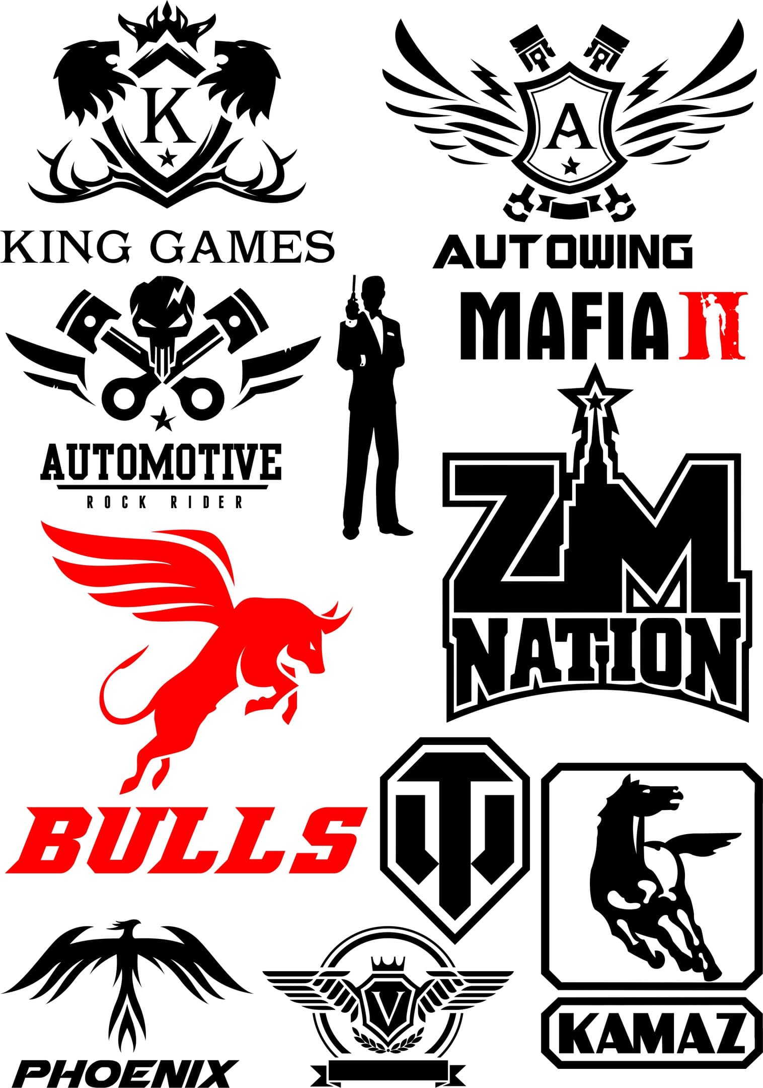 Automotive and Symbolic Vector Sticker Pack for Laser Cutting