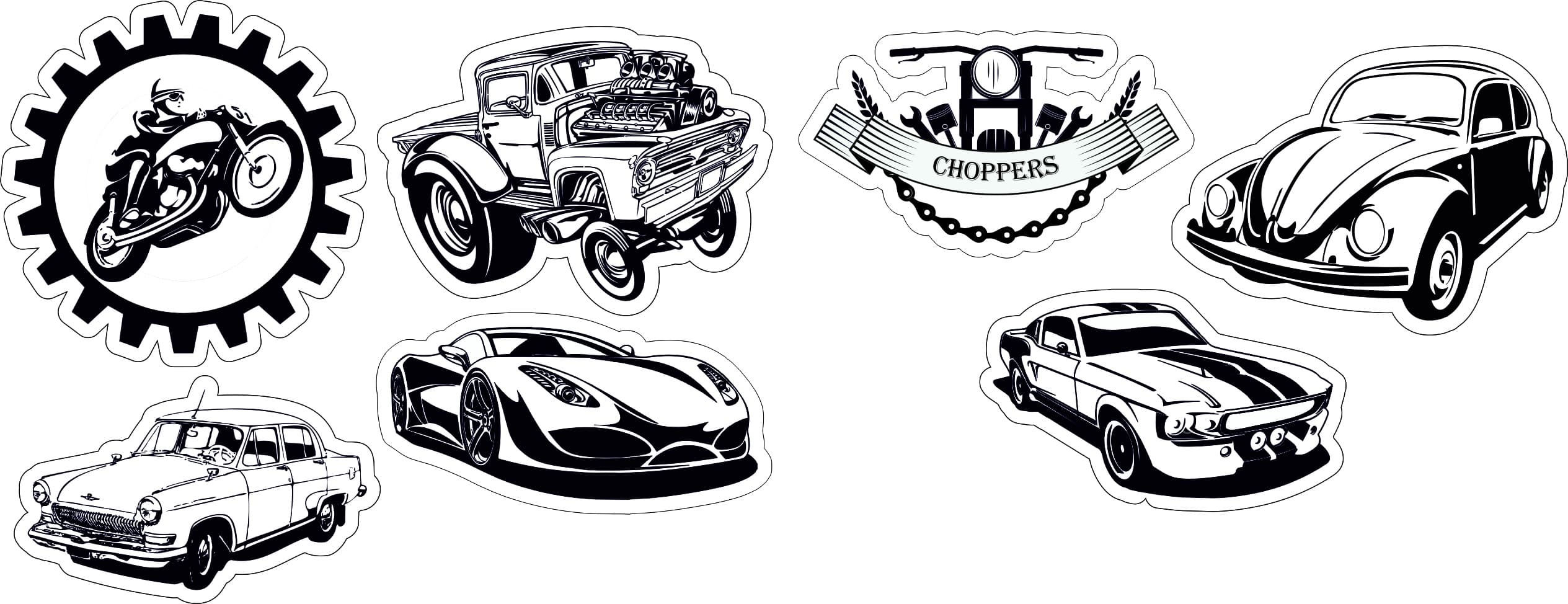 Automotive Sticker Pack Vector Files for Laser Cutting