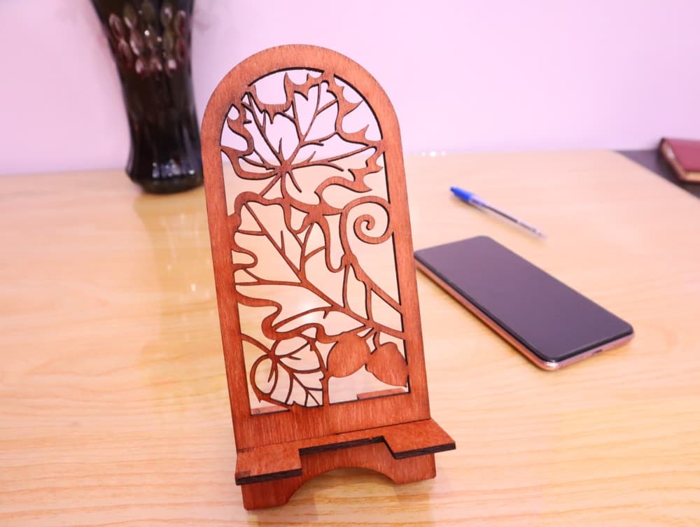 Autumn Maple Leaf Phone Stand Laser Cut Vector File