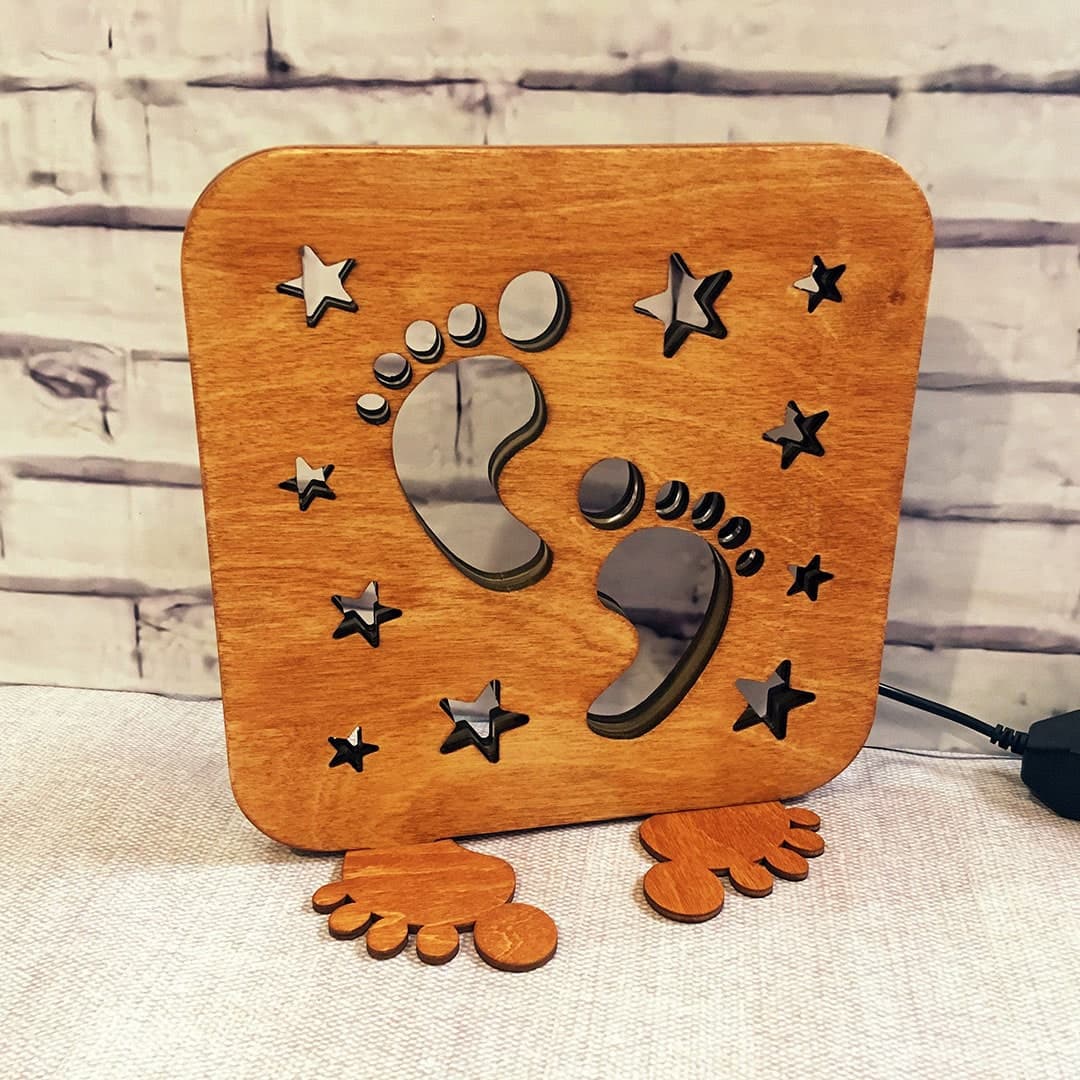 Baby Footprints Decorative Night Light Laser Cut DXF File