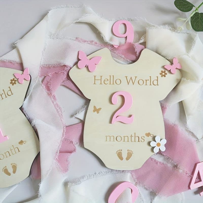 Baby Milestone Onesie Plaque Vector Set for Laser Cutting SVG