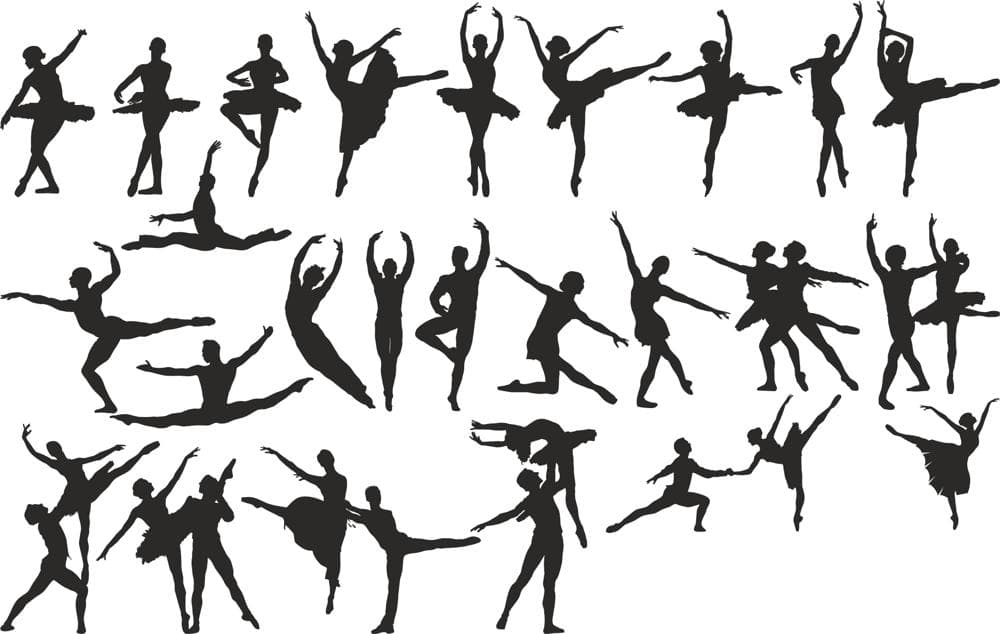 Ballet Dancer Silhouette Vector Set for Laser Cutting