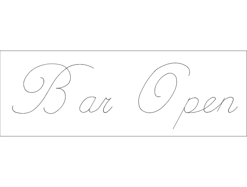 Bar Open Script Sign Vector File for Laser Cutting (DXF)