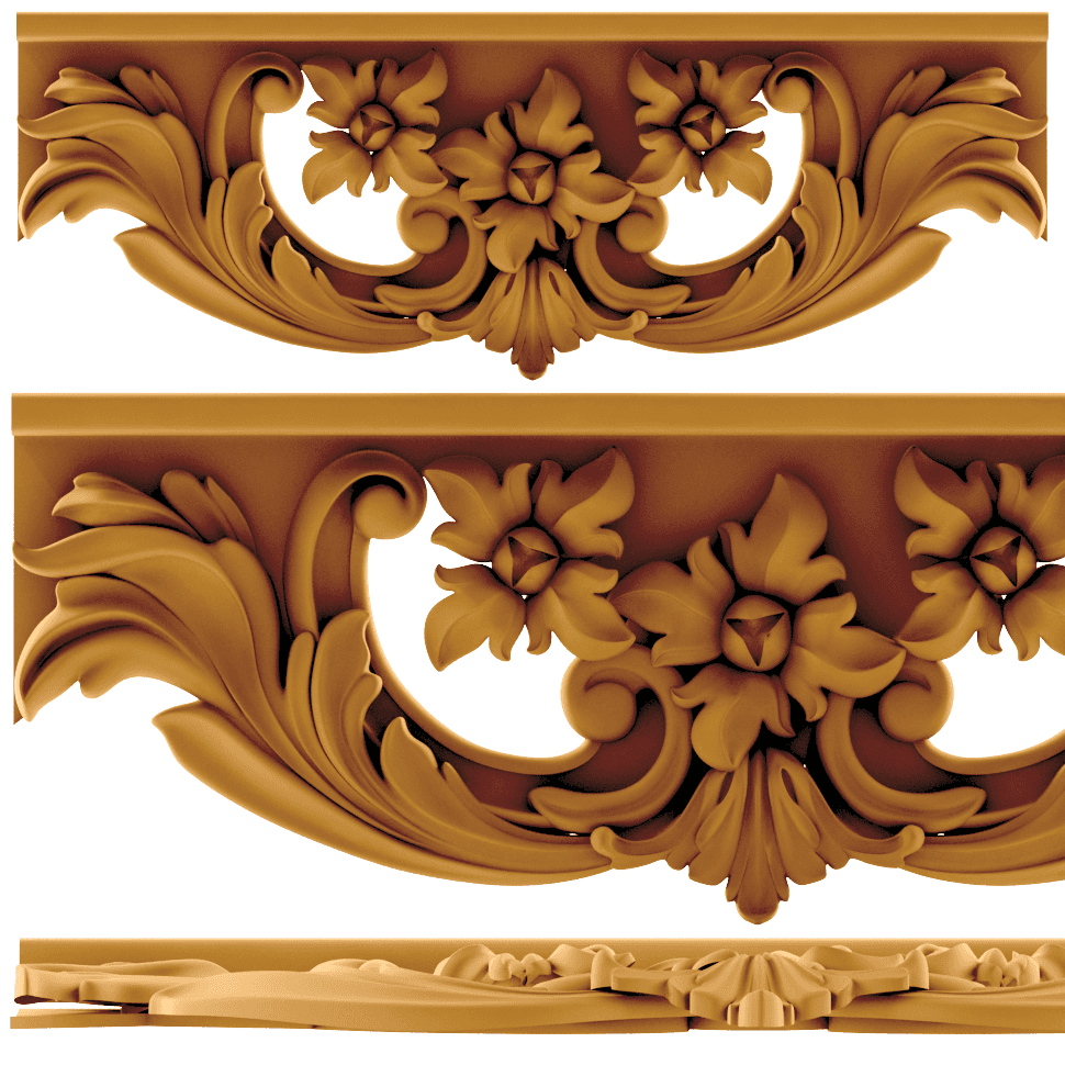 Baroque Floral Molding 3D Model for CNC Router STL