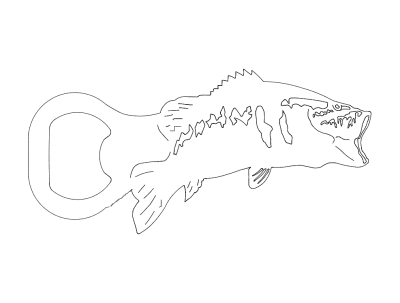 Bass Fish Bottle Opener Vector Design - DXF File