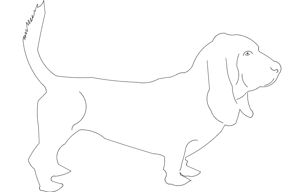 Basset Hound Dog Vector Outline DXF File for Laser Cutting