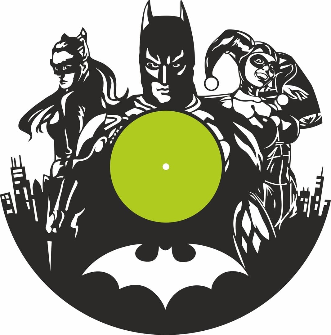Batman and Villains Vinyl Wall Clock Vector File