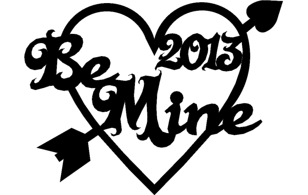 Be Mine Valentine Heart with Arrow DXF Vector File
