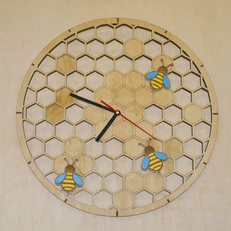 Bee and Honeycomb Wall Clock Laser Cut Vector File