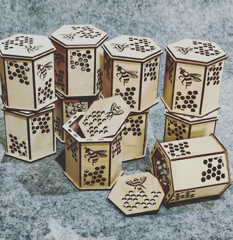 Bee Hive Hexagon Gift Box Laser Cut File Vector