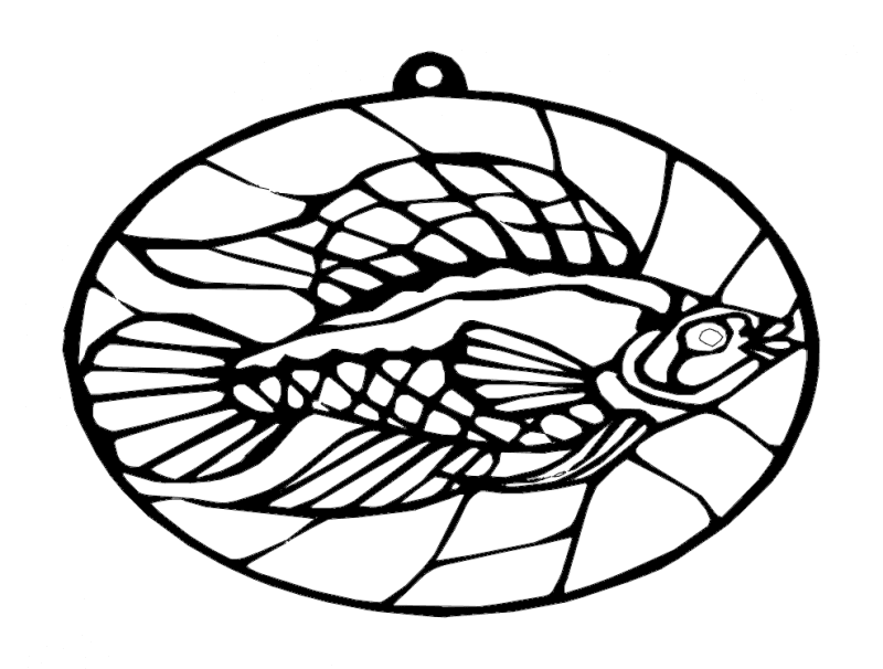 Betta Fish Stained Glass Style Ornament Vector DXF