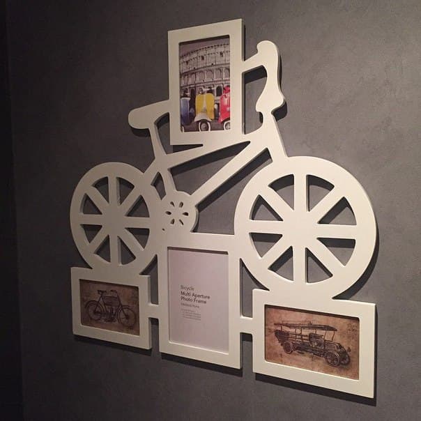 Bicycle Shaped Multi-Photo Frame Laser Cut Vector Template