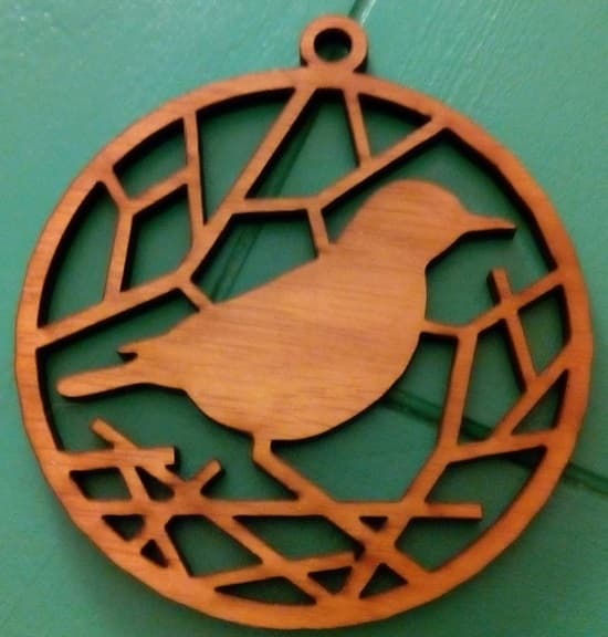 Bird on Branch Ornament Laser Cut Vector File