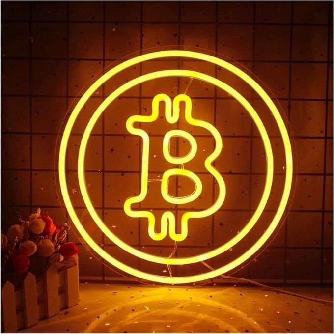 Bitcoin Logo Neon Style Wall Sign Vector File