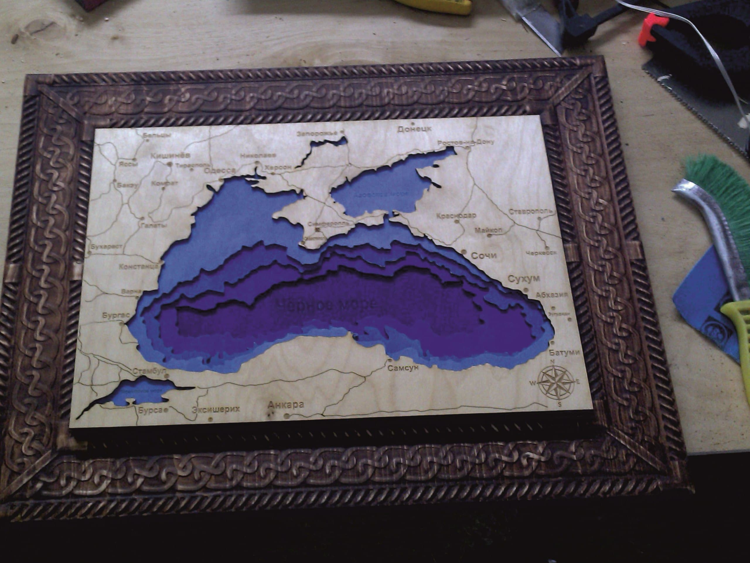 Black Sea Bathymetric Map Layered Laser Cut File (SVG, DXF)