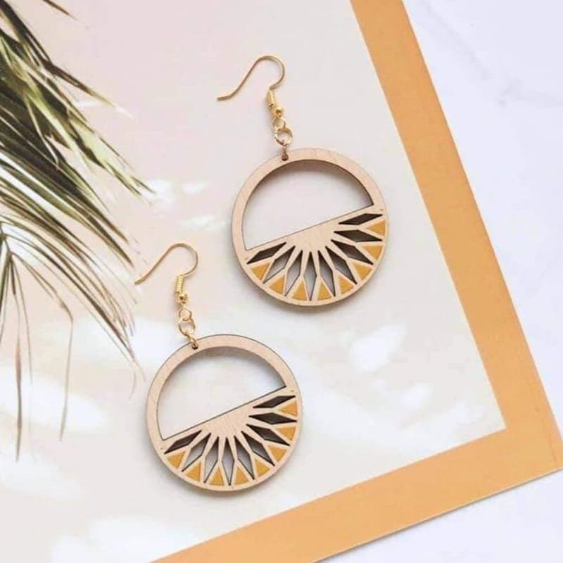 Bohemian Sunburst Circle Earrings Laser Cut Vector File