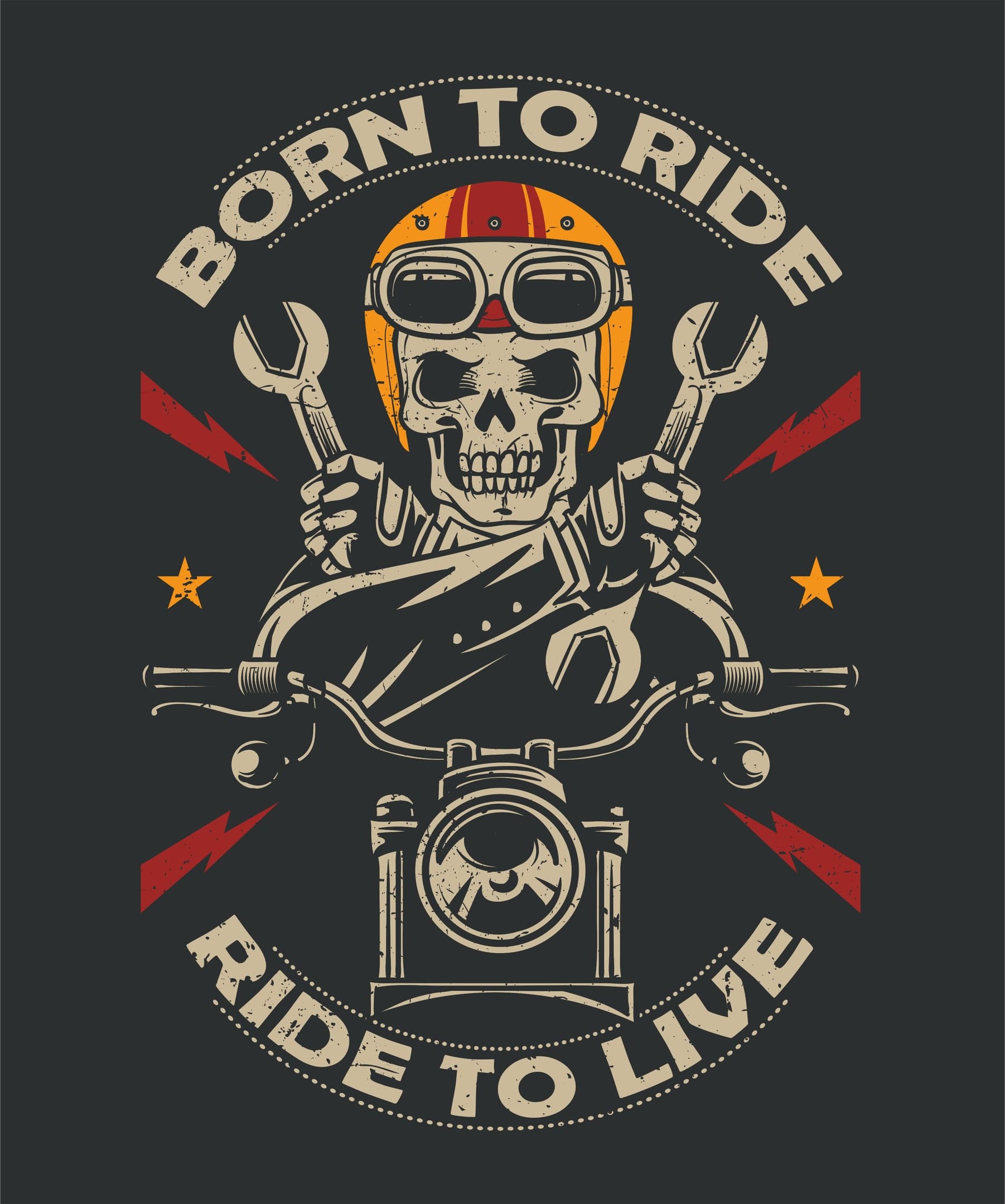Born to Ride Skull Biker Emblem Vector in CDR DXF SVG