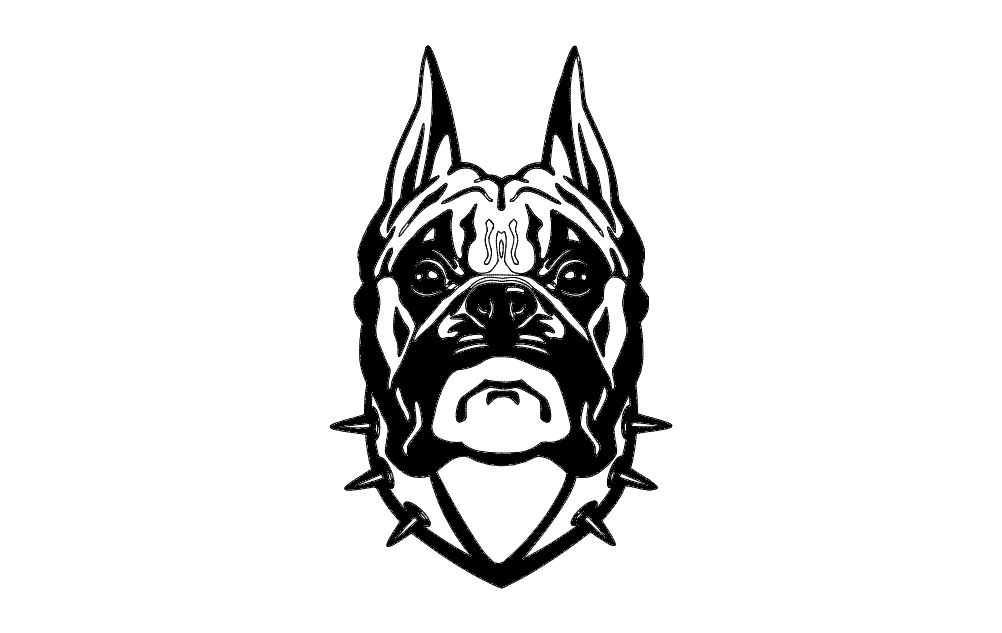Boxer Dog Head Vector Design for Laser Cutting DXF