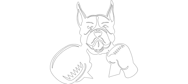 Boxer Dog Wearing Boxing Gloves Vector Design DXF File