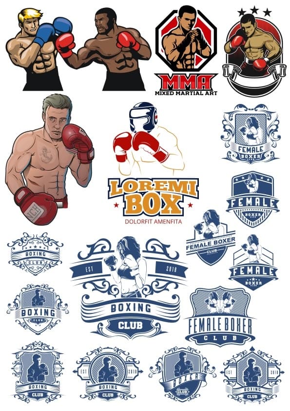 Boxing Club Logo Collection Vector Files for Laser Cutting