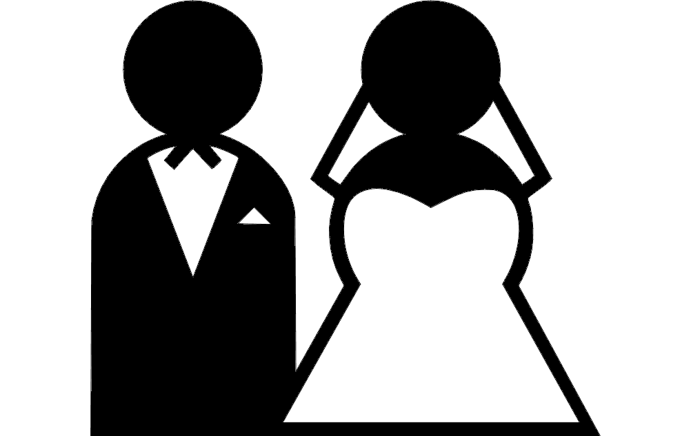 Bride and Groom Silhouette Vector File for Laser Cutting DXF