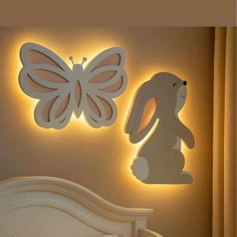 Butterfly and Bunny LED Wall Lamp Vector Files for Laser Cutting
