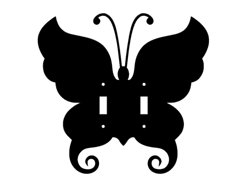 Butterfly Double Light Switch Plate Laser Cut Vector DXF