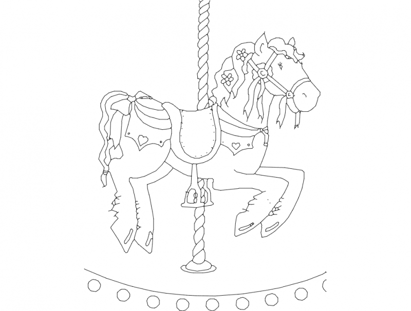 Carousel Horse Vector Design for Laser Cutting DXF File