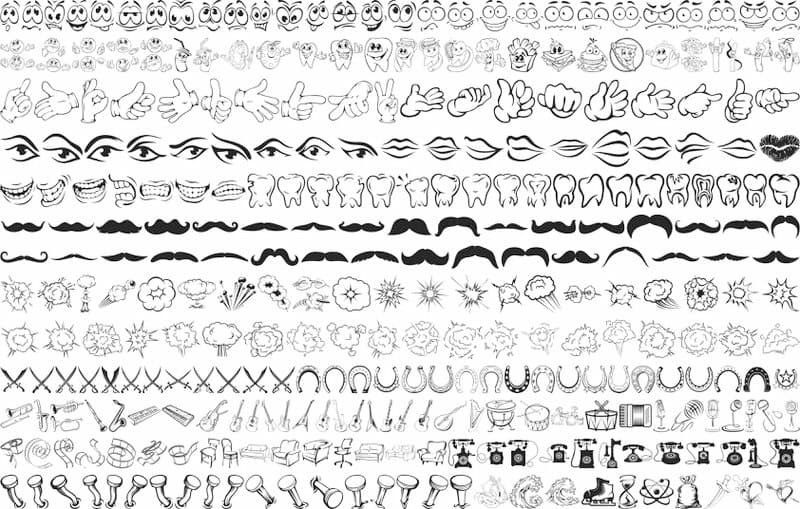Cartoon Character Design Elements Vector Pack - SVG, DXF, CDR