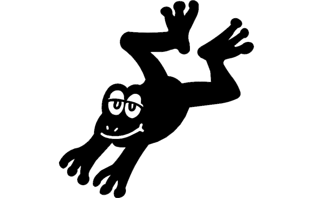 Cartoon Jumping Frog Vector Template for Laser Cutting DXF