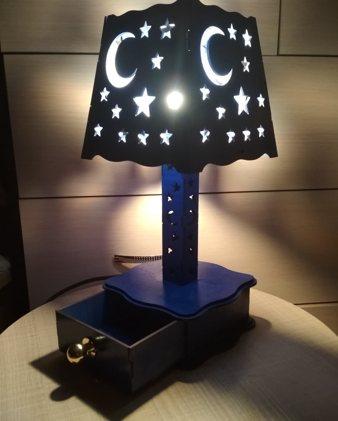 Celestial Bedside Lamp with Drawer Laser Cut Vector File