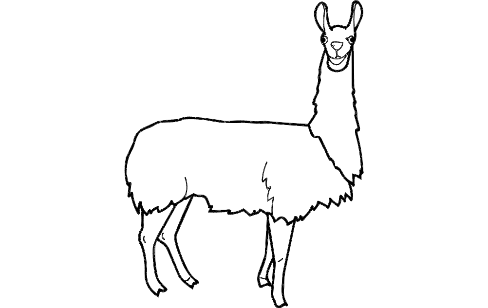 Charming Llama Vector Silhouette for Laser Cutting DXF