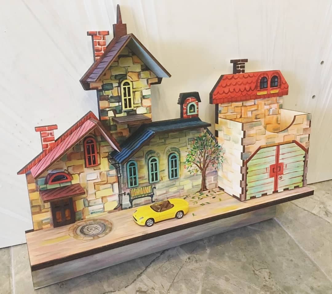 Charming Miniature House Wall Shelf Laser Cut Vector File