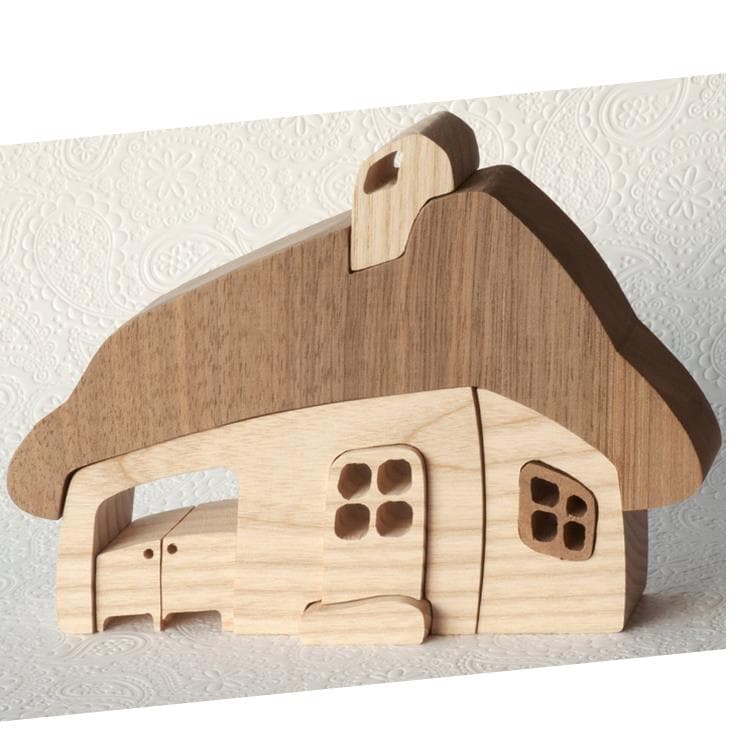 Charming Wooden Cottage 3D Puzzle Laser Cut Vector DXF File
