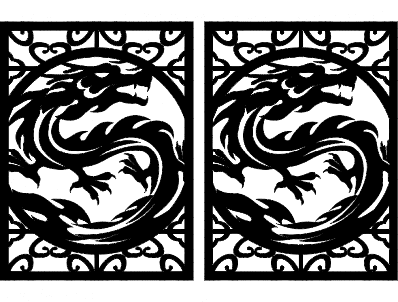 Chinese Dragon Decorative Panel Vector File DXF