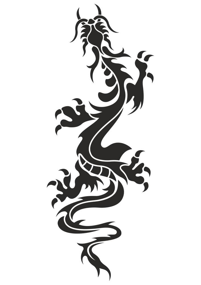 Chinese Dragon Tribal Silhouette Vector for Laser Cutting