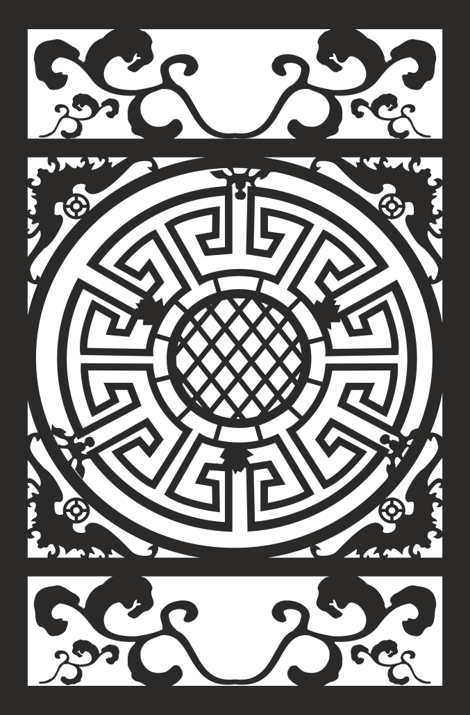 Chinese Lattice Decorative Panel Vector for Laser Cutting