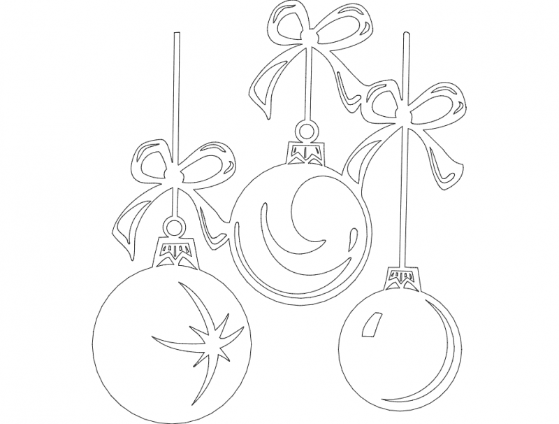 Christmas Baubles with Bows Vector Design DXF File