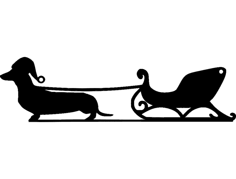 Christmas Dachshund Sleigh DXF Vector File for Laser Cutting
