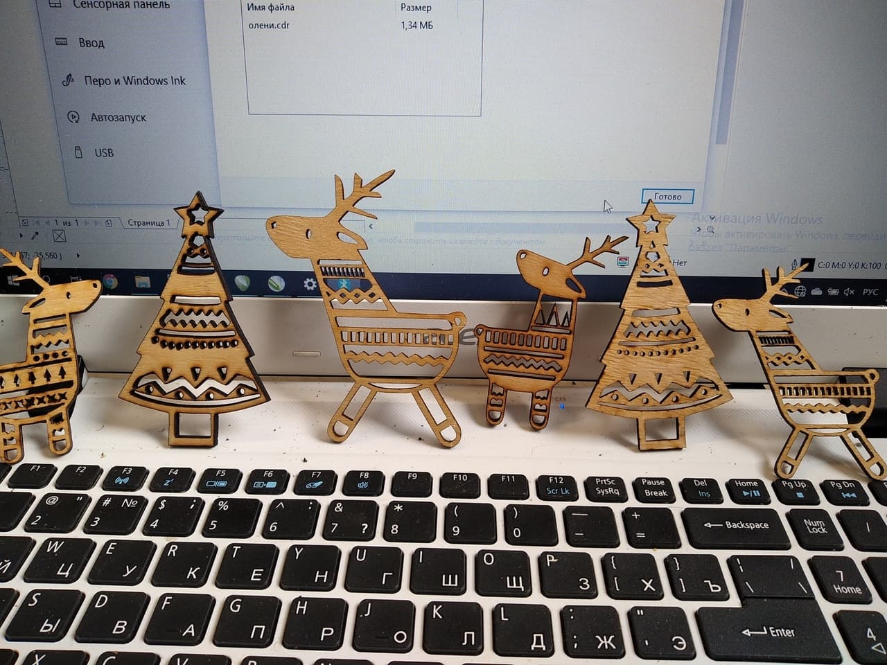 Christmas Deer and Tree Ornaments Laser Cut File DXF CDR