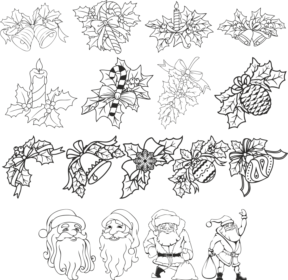 Christmas Holiday Decoration Vector Collection for Laser Cutting