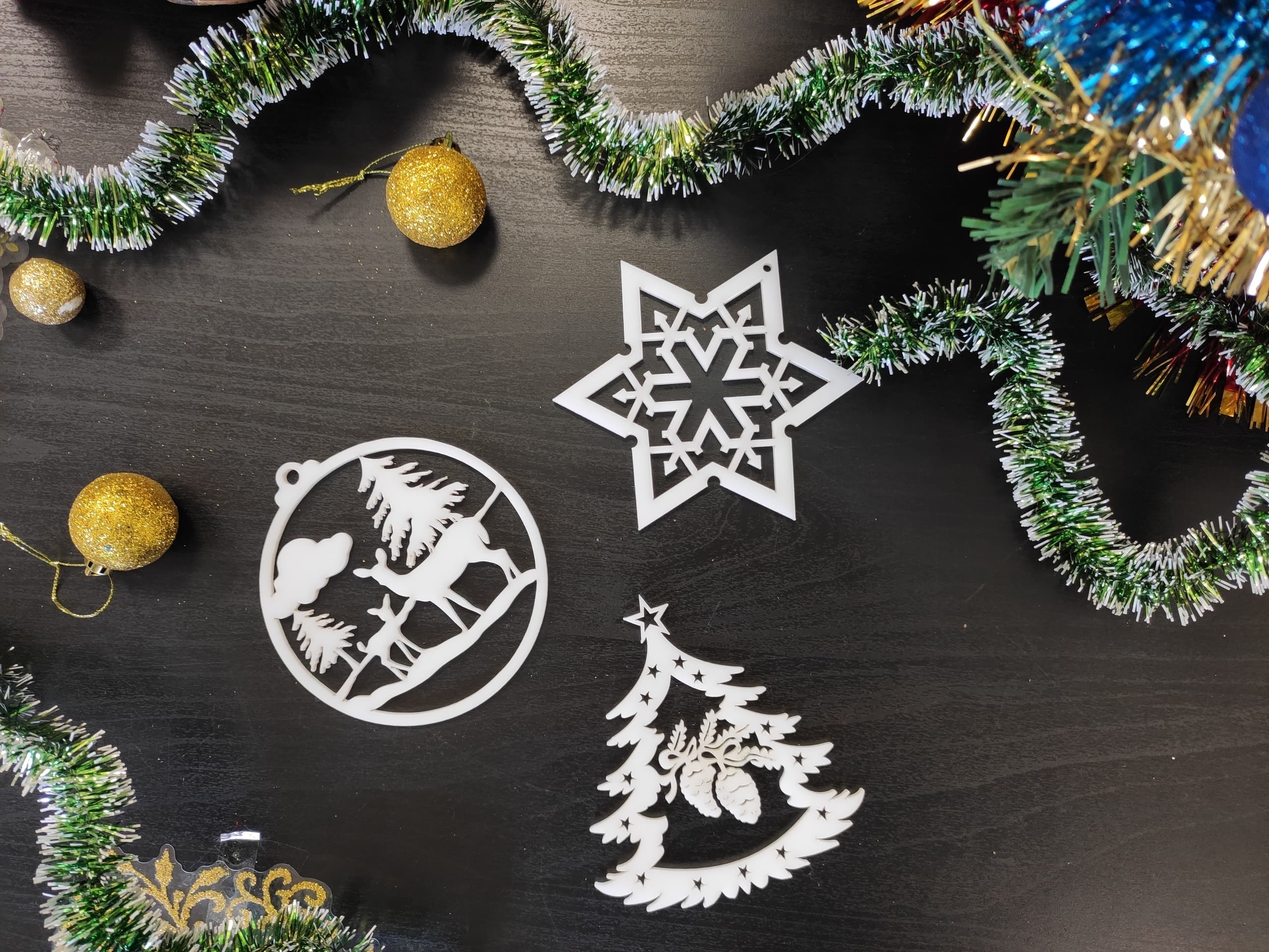 Christmas Ornament Set Laser Cut Vector Files (SVG, DXF)