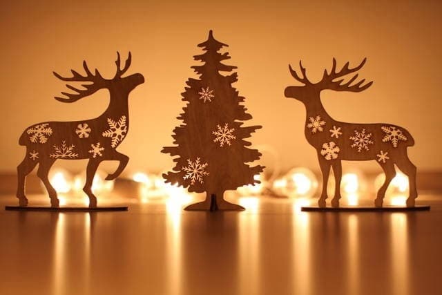 Christmas Reindeer and Tree Tabletop Decor Laser Cut Vector
