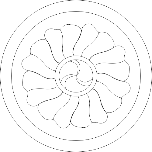 Circular Floral Rosette Architectural Vector Design DXF