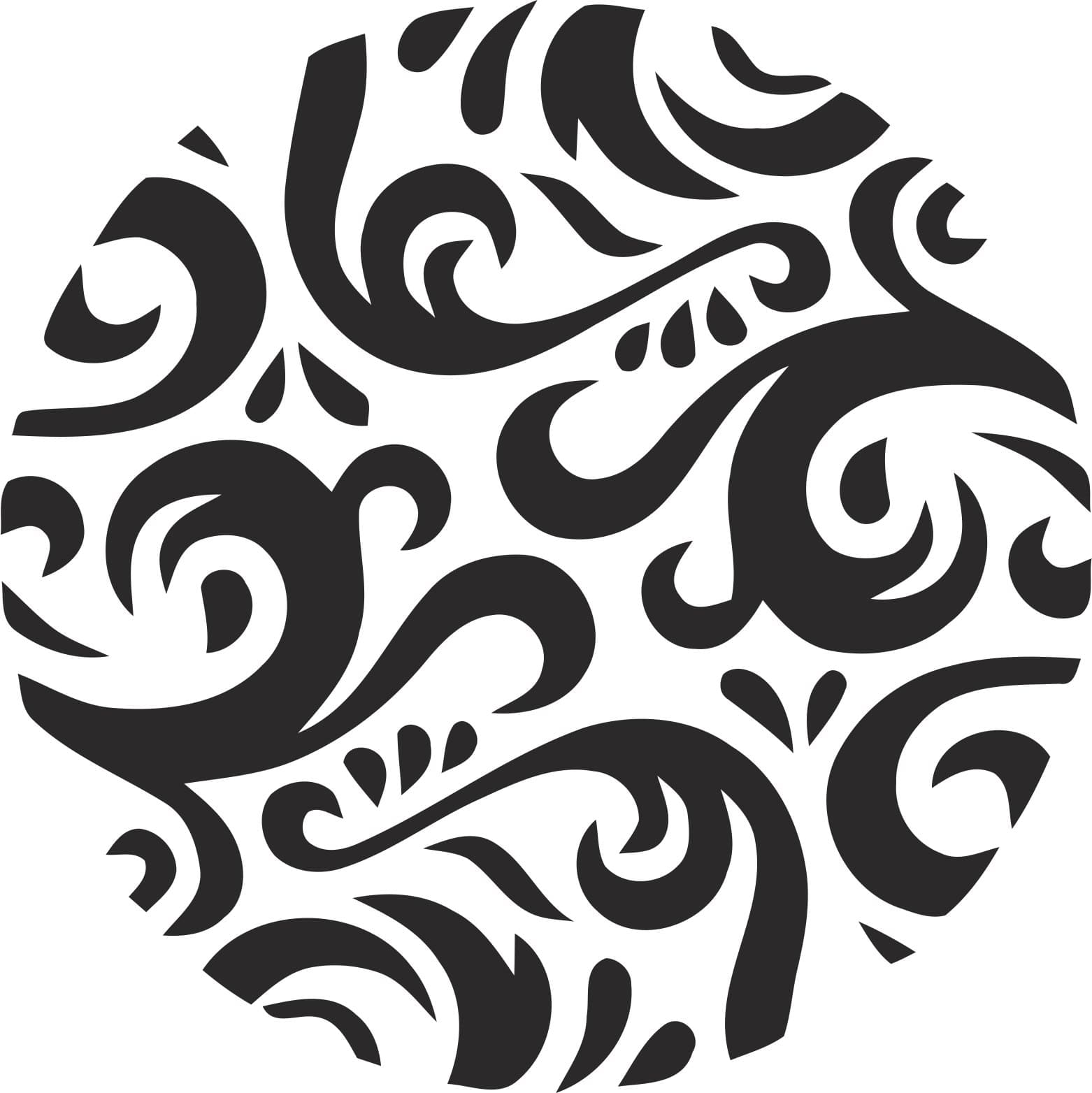 Circular Floral Scroll Ornament Vector File (SVG, DXF, CDR)
